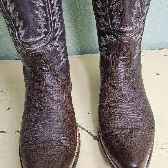 Mens Heritage Boot Co. Norman Smooth Ostrich Brown Western Boots - Picture 3 of 11